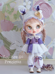 Handmade Outfit for Blythe/Pullip, Country Bunny Hat Pants Set in Purple