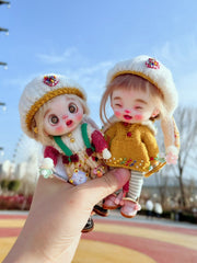 Bunny Ear Colorful Knit OB11 Outfit On Doll Display | ToastDoll