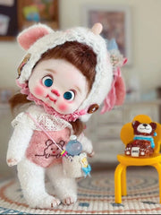 Furry Mouse Romper Bodysuit OB11 White Outfit | ToastDoll