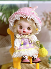 Candy Colored Knit Vest Dress OB11 Pink Outfit | ToastDoll