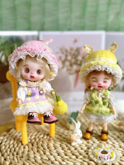 Candy Colored Knit Vest Dress OB11 Outfit On Doll Display | ToastDoll