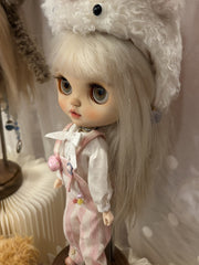 Handmade Outfit for Blythe/ Ob24/ Ob22/ Pullip, Pink Overalls Set