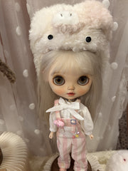 Handmade Outfit for Blythe/ Ob24/ Ob22/ Pullip, Pink Overalls Set