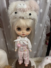 Handmade Outfit for Blythe/ Ob24/ Ob22/ Pullip, Pink Overalls Set