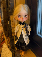 Classic Bear Print Blythe Outfit Front View | ToastDoll