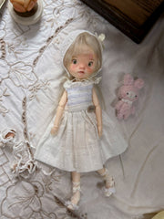 White Lace Blythe 1/6 BJD Dress Set Full Body View | ToastDoll