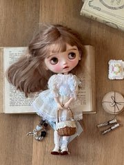 Soft White Blue Lace Blythe BJD Set - Handmade Doll Clothes - ToastDoll