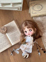 Soft White Blue Lace Blythe BJD Set - Handmade Doll Clothes - ToastDoll