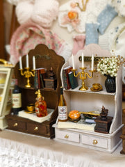 1/6 1/12 Scale Miniature Dollhouse Display Shelf with Mini Trinkets