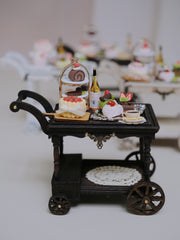 1/6 1/12 Scale Miniature Dollhouse Fully-Stocked Antique Dessert Trolley