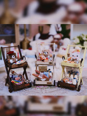 1/6 1/12 Scale Miniature Dollhouse Animal Cart with Miniature Accessories