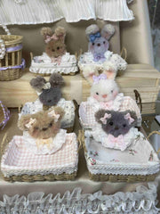 Handmade Doll Miniature, Woven Picnic Basket