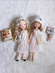 White Pleated 1/6 BJD Dress Set | ToastDoll