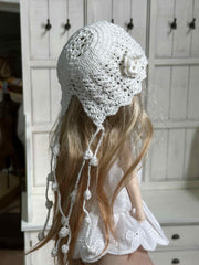 Floral Crochet Cloche 1/6 BJD Hat Back View | ToastDoll