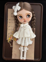 Chic Velvet Blouse Blythe Dress Outfit On Doll Display | ToastDoll