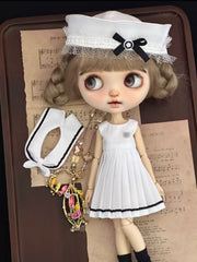 Preppy Marine Academy Blythe Outfit Close-up | ToastDoll