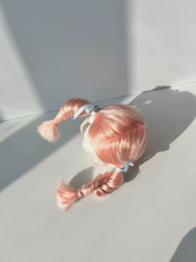 Pink Braided Pigtails BJD Wig - Handmade Doll Hair - ToastDoll