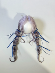 Purple Braided Pigtails BJD Wig - Handmade Doll Hair - ToastDoll
