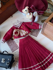 Red School Uniform Blythe Outfit - Handmade Doll Clothes - ToastDoll