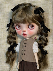 Bangs Double Braided Pigtails Blythe Wig - Handmade Doll Hair - ToastDoll