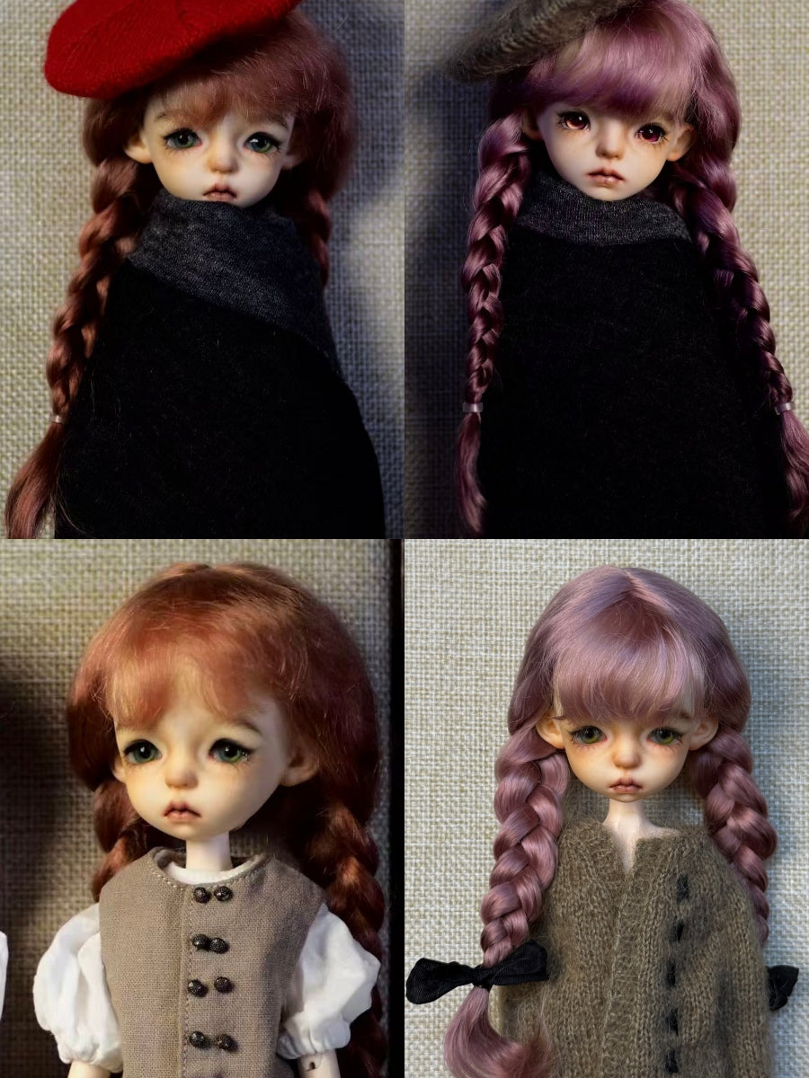 Bangs Double Braided Pigtails 1/6 BJD Wig | ToastDoll