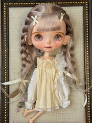 Braided Twin Tail Short Blythe Wig - Handmade Doll Hair - ToastDoll
