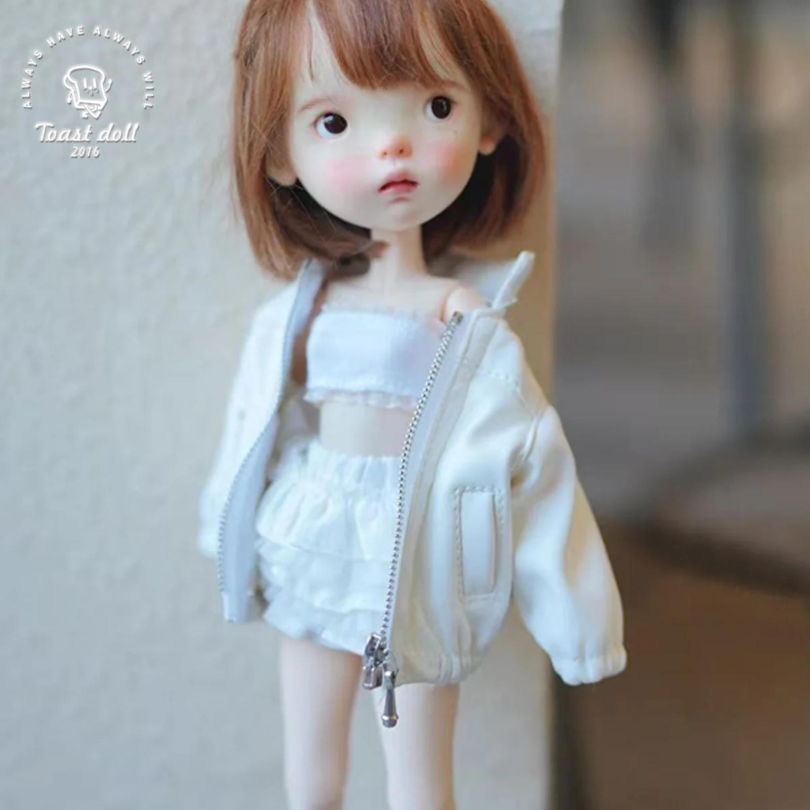 Handmade Outfit for Blythe/ Ob24/ Ob22/ Pullip, Leather Coat& Cake Layers Dress Set