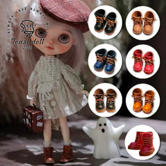 Handmade Shoes for Blythe,  Solid Color High Top Leather Shoes