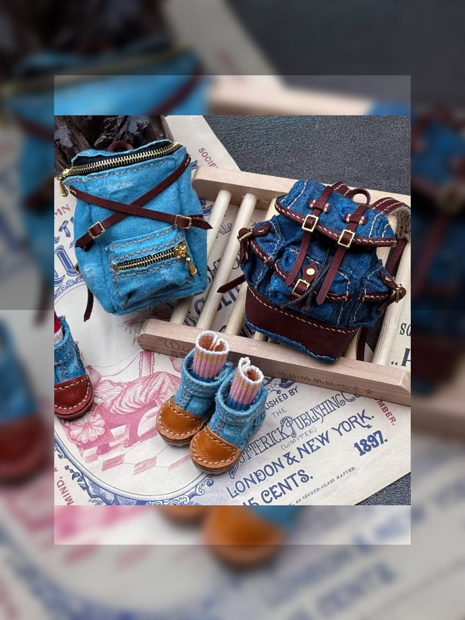 Handmade Bag for Blythe/BJD, Denim Backpack