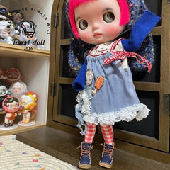 Handmade Shoes for Blythe,  Solid Color High Top Leather Shoes