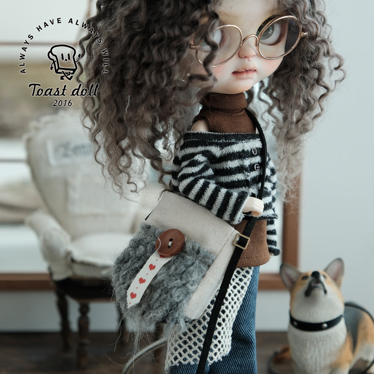 Handmade Outfit for Blythe/Obitsu/Pullip, Casual Denim Striped Shirt Hat Set
