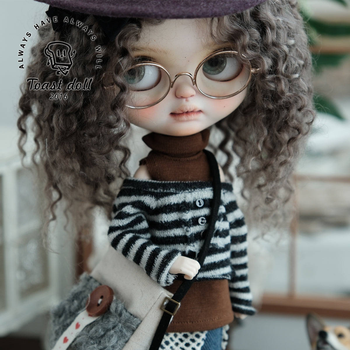 Handmade Outfit for Blythe/Obitsu/Pullip, Casual Denim Striped Shirt Hat Set