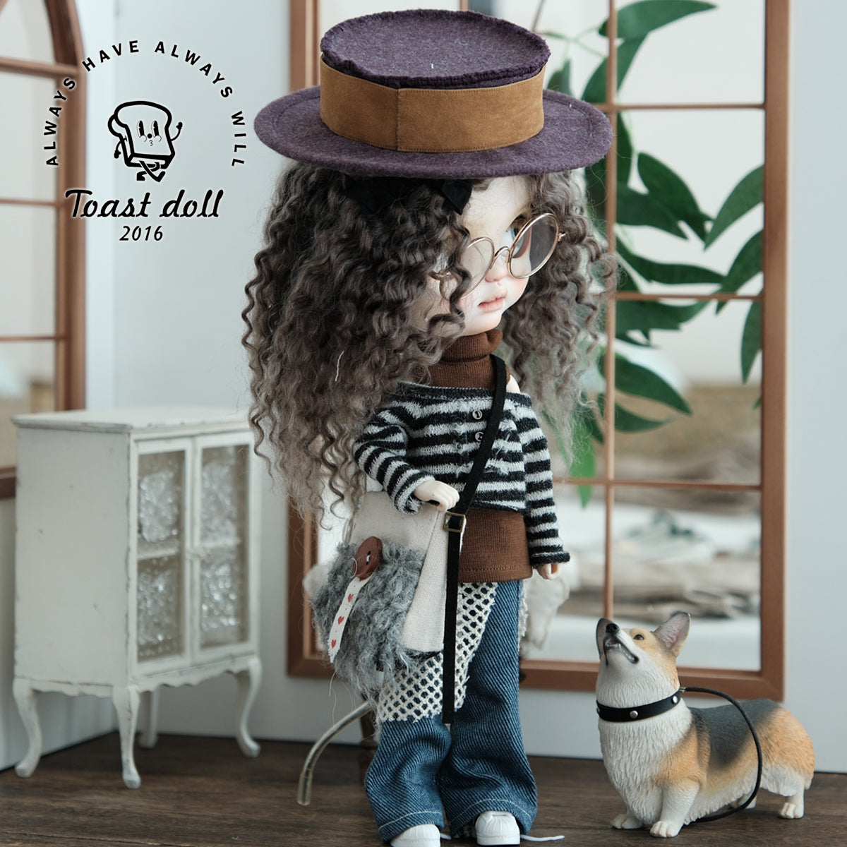 Handmade Outfit for Blythe/Obitsu/Pullip, Casual Denim Striped Shirt Hat Set