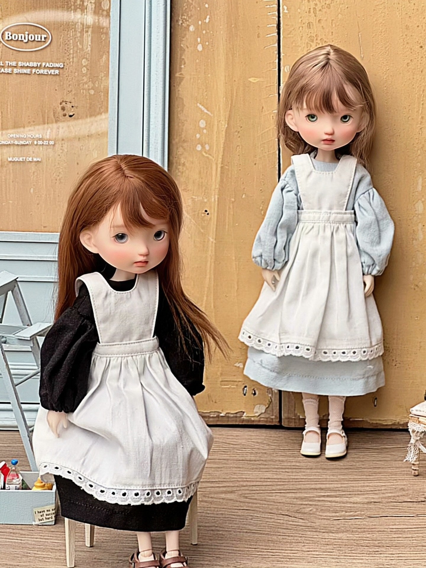 Pinafore Dress Blythe 1/6 BJD Set On Doll Display | ToastDoll