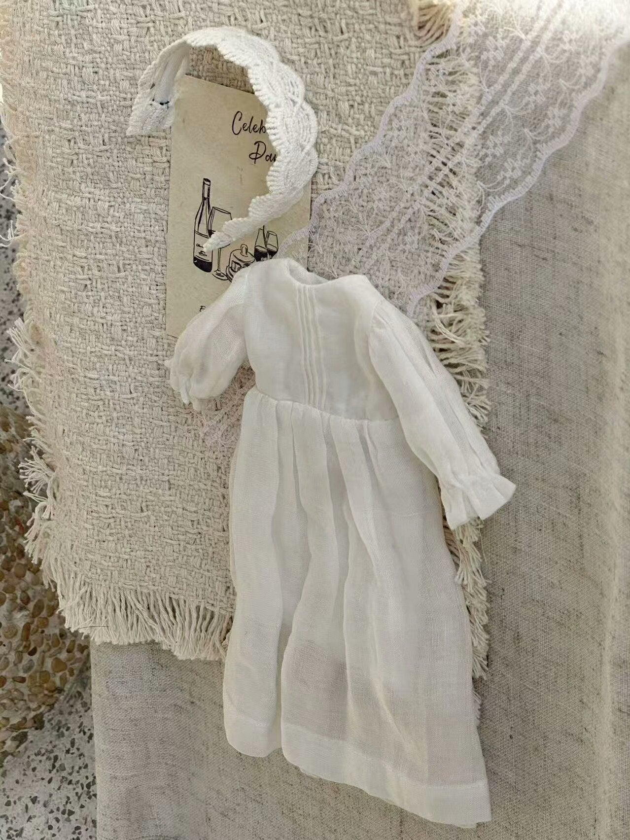 White Sheer Blythe 1/6 BJD Dress Flat Lay | ToastDoll