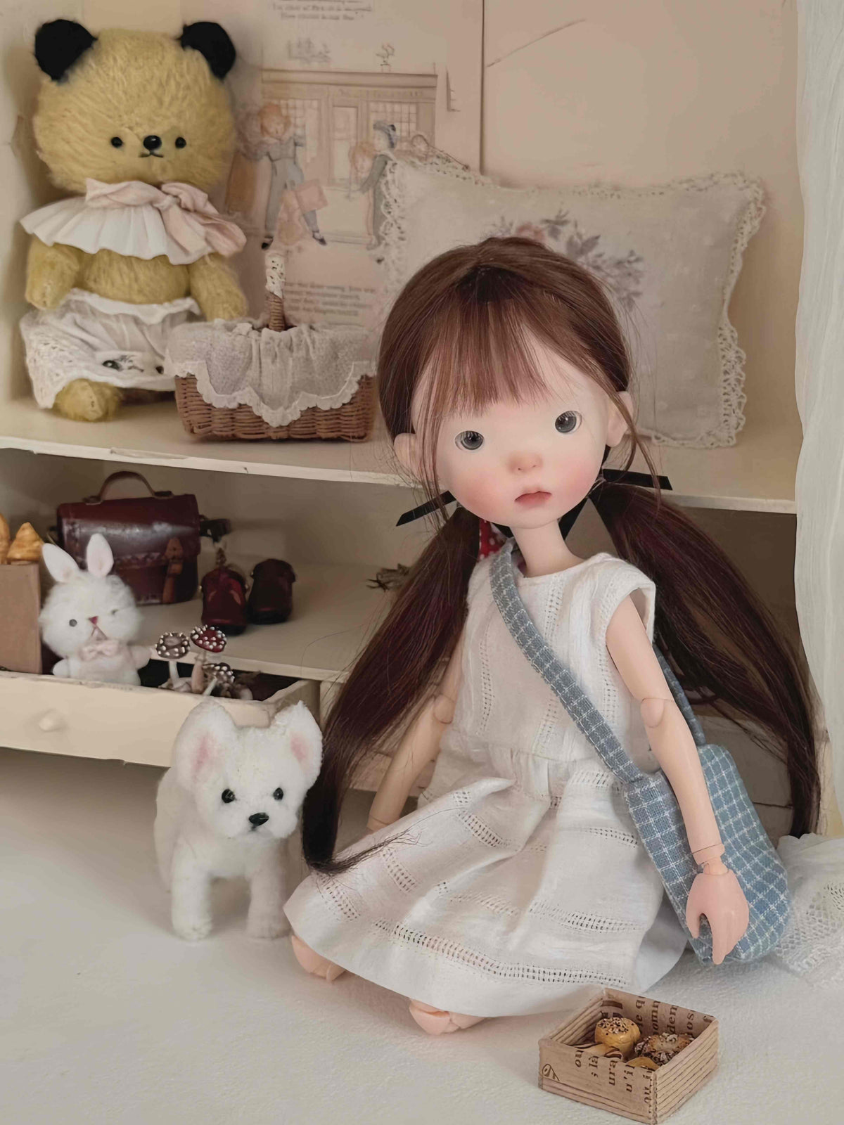 Eyelet Lace Blythe 1/6 BJD White Dress Set | ToastDoll