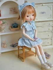 Pink Blue Cat Ear BJD Outfit - Handmade Doll Clothes - ToastDoll