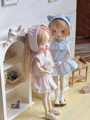 Pink Blue Cat Ear BJD Outfit - Handmade Doll Clothes - ToastDoll