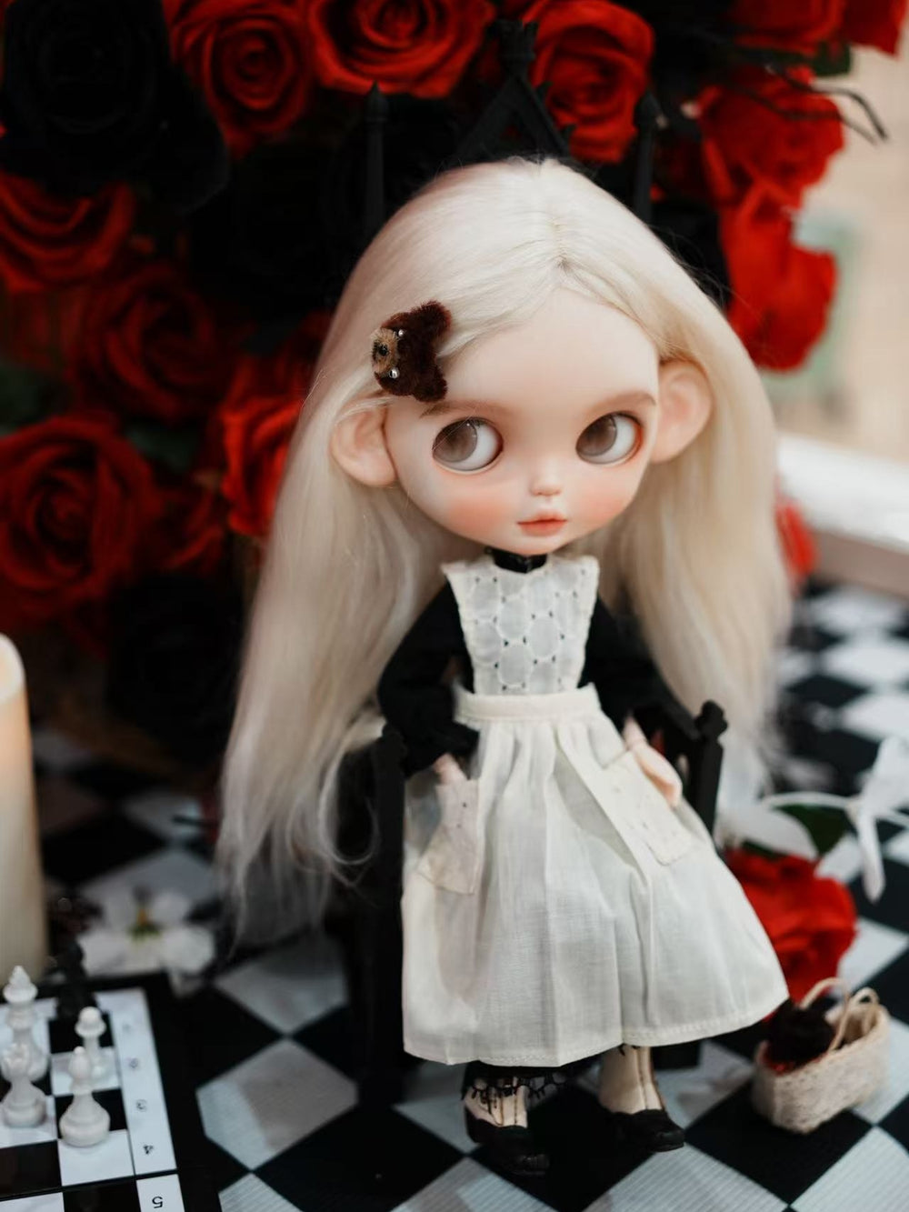 Vintage Lace Apron Blythe Black Outfit | ToastDoll