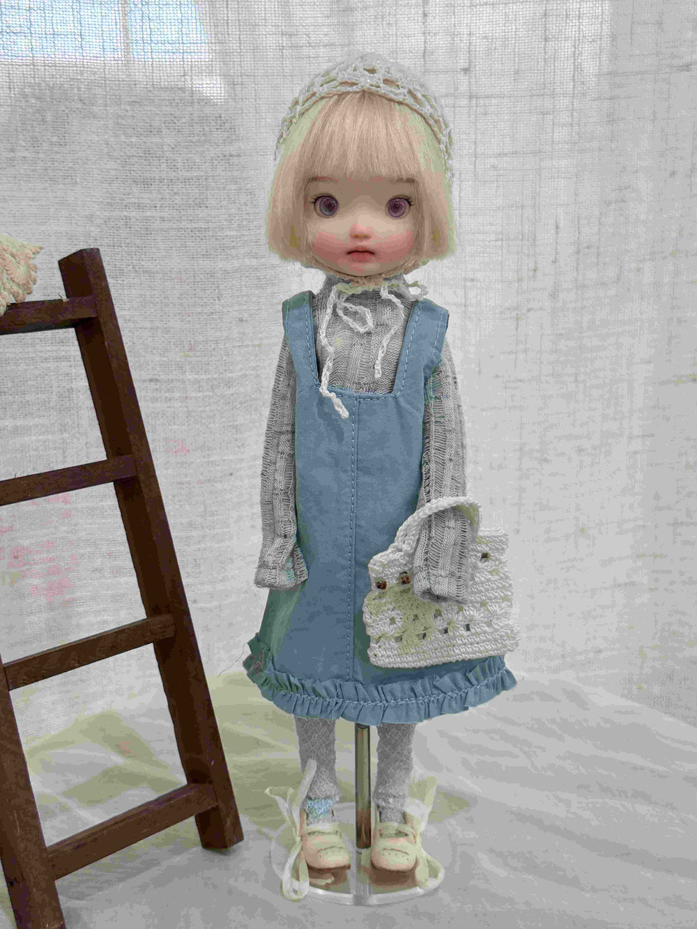 Blue Denim Blythe 1/6 BJD Dress Set Full Body View | ToastDoll