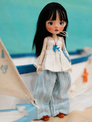Minimalist Blue Breeze Blythe Outfit On Doll Display | ToastDoll