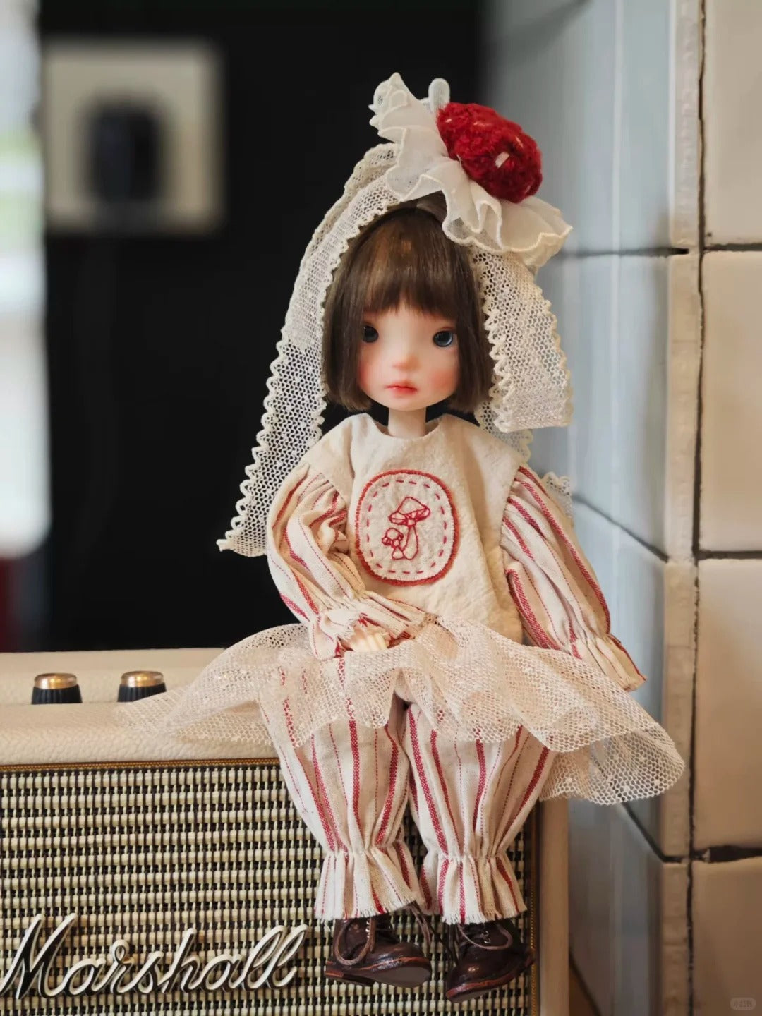 Embroidered Mushroom Blythe BJD Set - Handmade Doll Clothes - ToastDoll