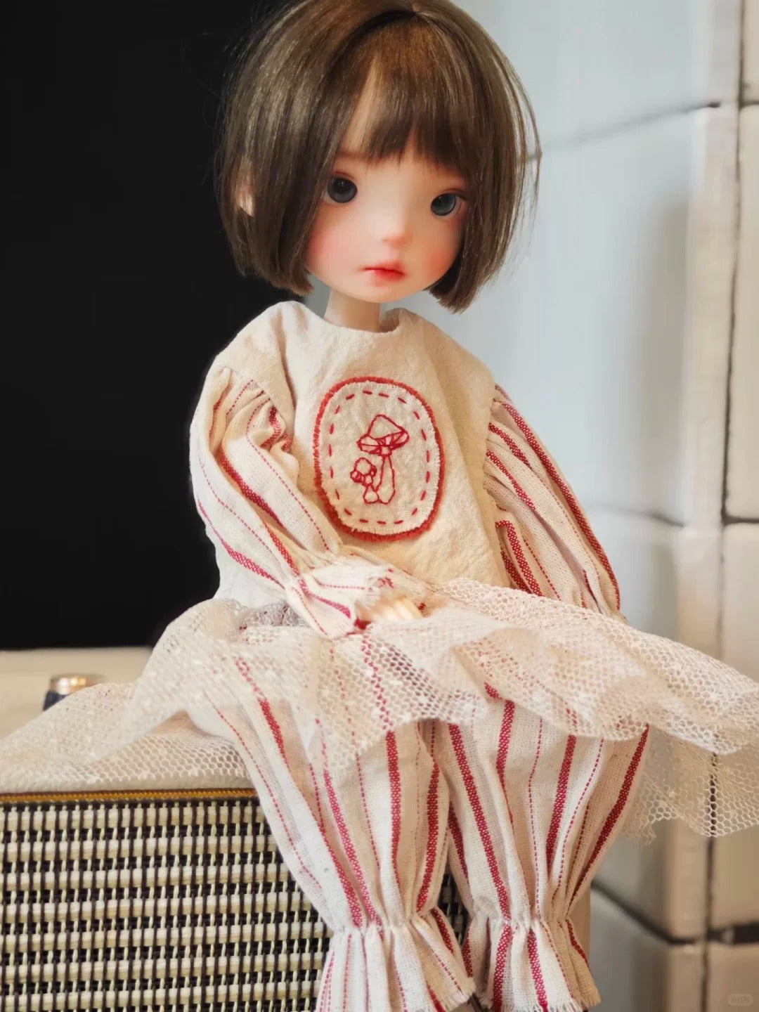 Embroidered Mushroom Blythe BJD Set - Handmade Doll Clothes - ToastDoll