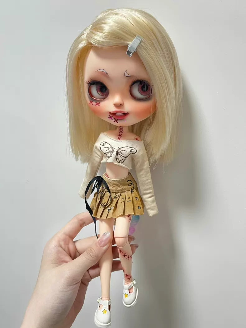 Butterfly Mini Skirt Blythe Set - Handmade Doll Clothes - ToastDoll