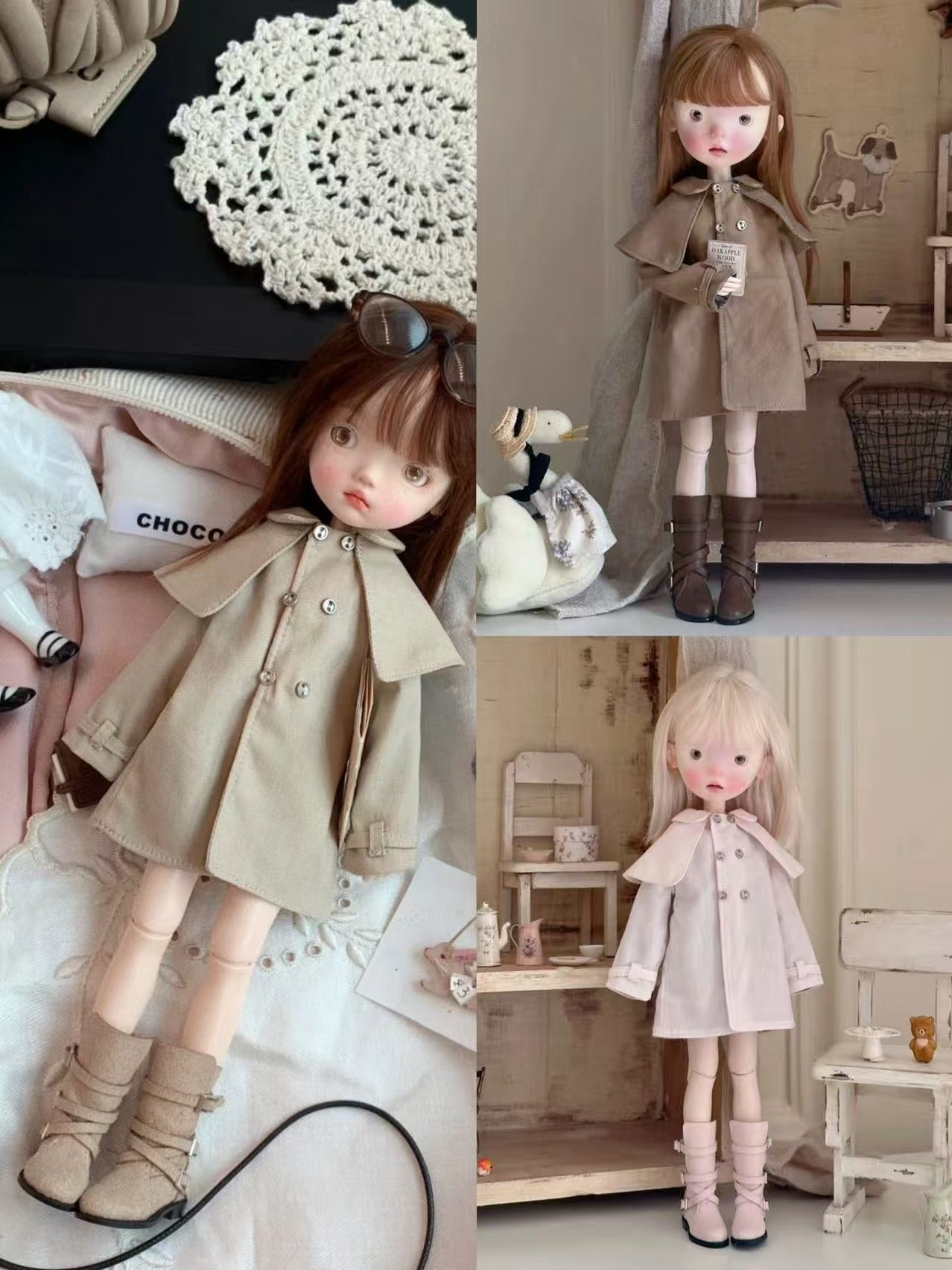 Vintage Cape Blythe BJD Trench Coat - Handmade Doll Clothes - ToastDoll