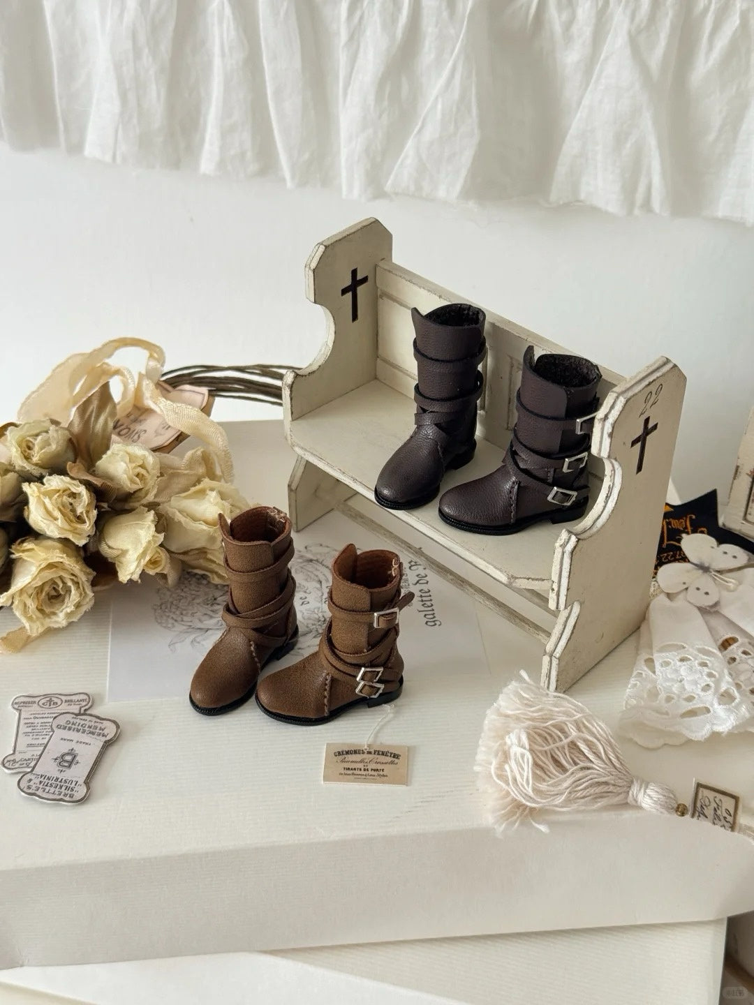 Vintage Autumn Blythe BJD Boots - Handmade Doll Shoes - ToastDoll