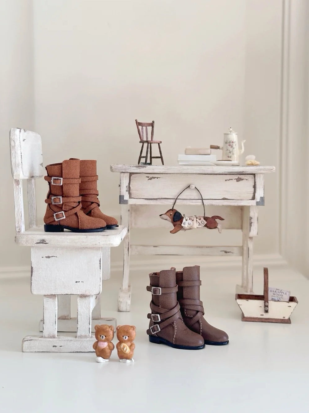 Vintage Autumn Blythe BJD Boots - Handmade Doll Shoes - ToastDoll