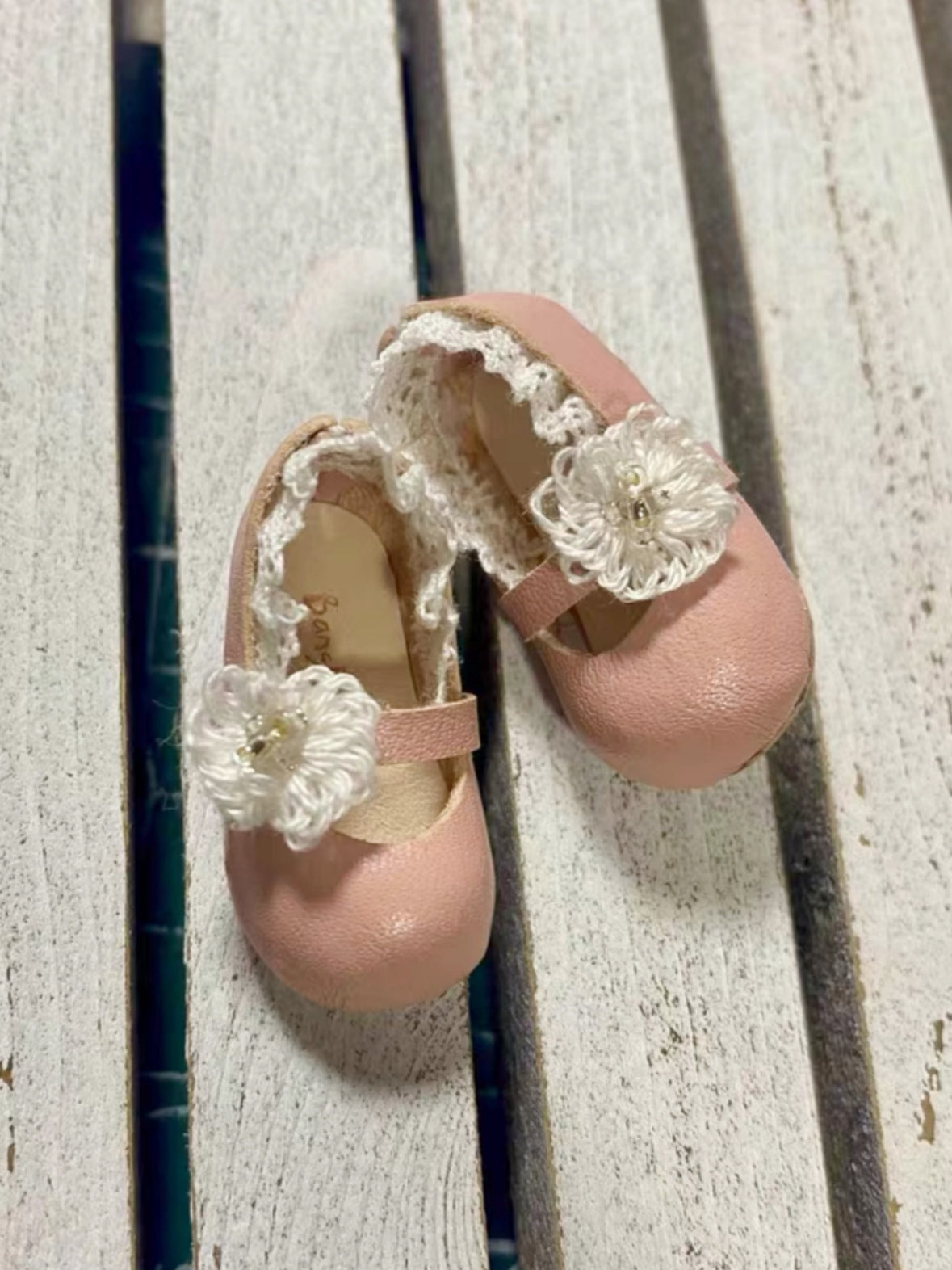 Flower Round Toe Leather Blythe Pink Flats | ToastDoll