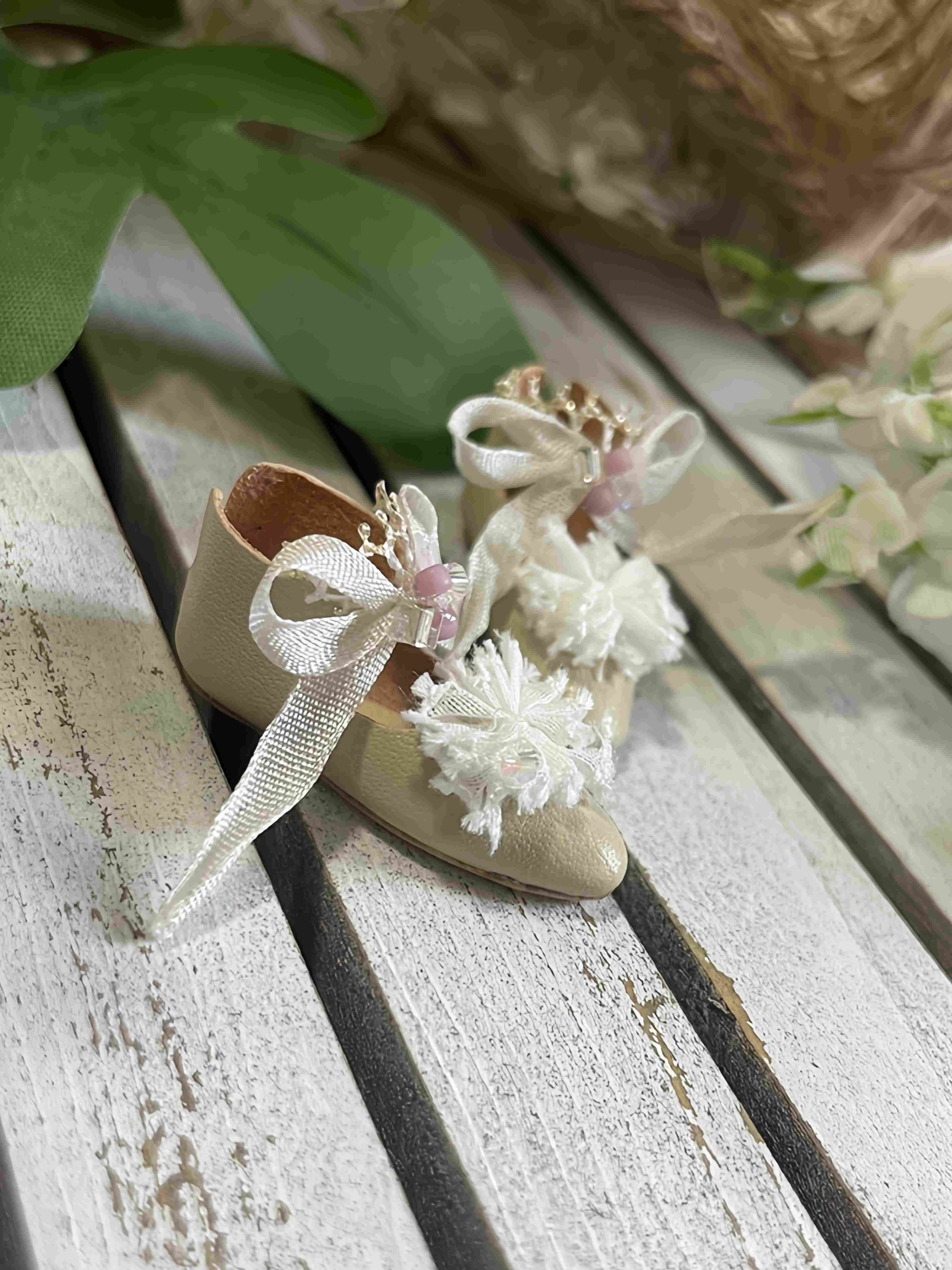 Romantic Lace Bow Blythe Flats - Handmade Doll Shoes - ToastDoll