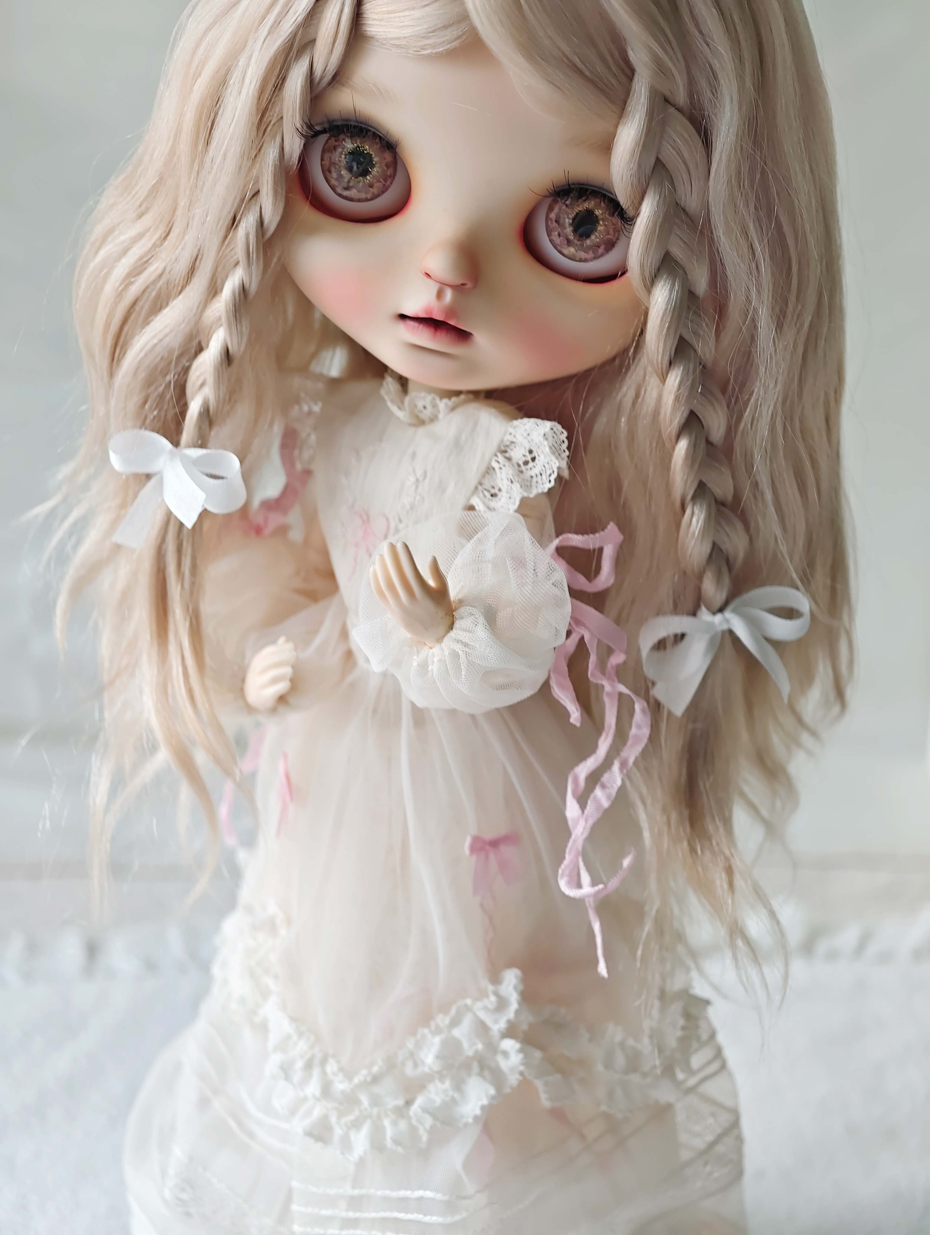 Handmade Outfit for Blythe/Obitsu/Pullip, Lace Embroidered Dress Set